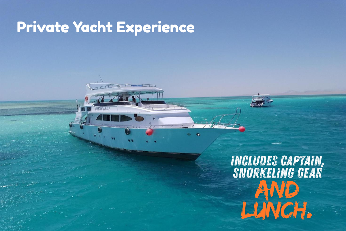 Private Red Sea yacht charter with captain and lunch – luxury boat rental in Hurghada
